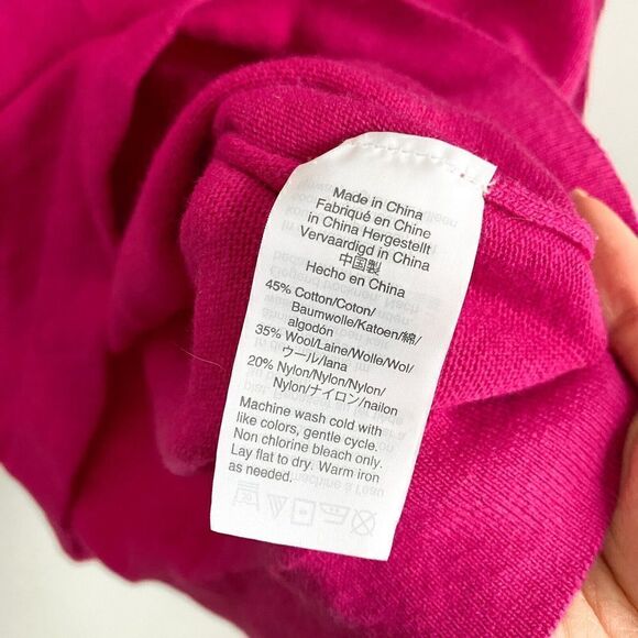 J Crew Cotton Wool Blend Teddie Crewneck Sweater Pink Bright Fuchsia Small - Picture 8 of 10